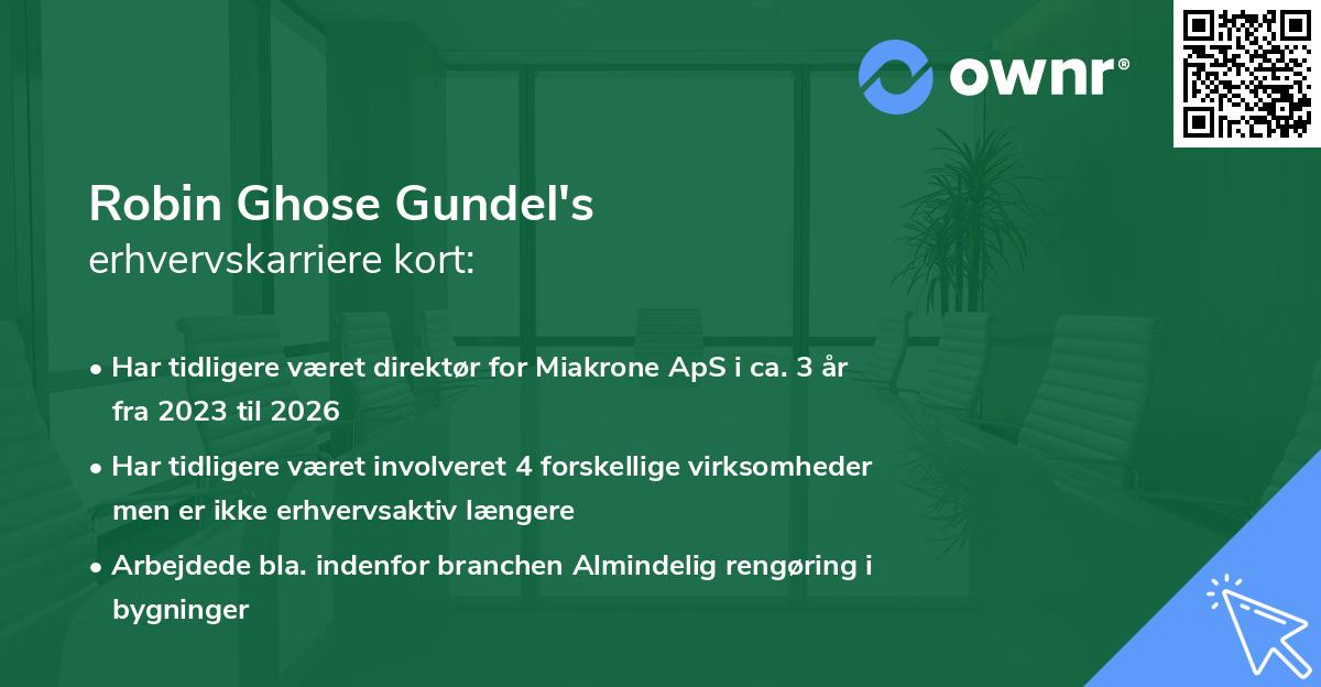 Robin Ghose Gundel's erhvervskarriere kort