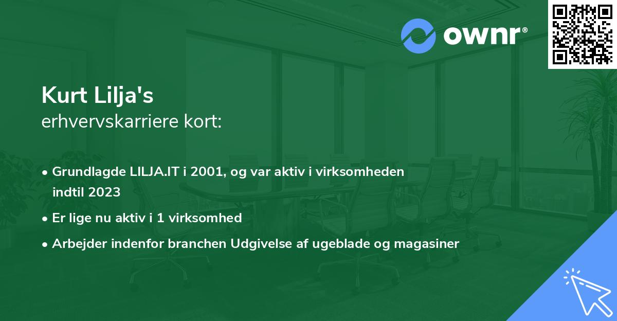 Kurt Lilja's erhvervskarriere kort