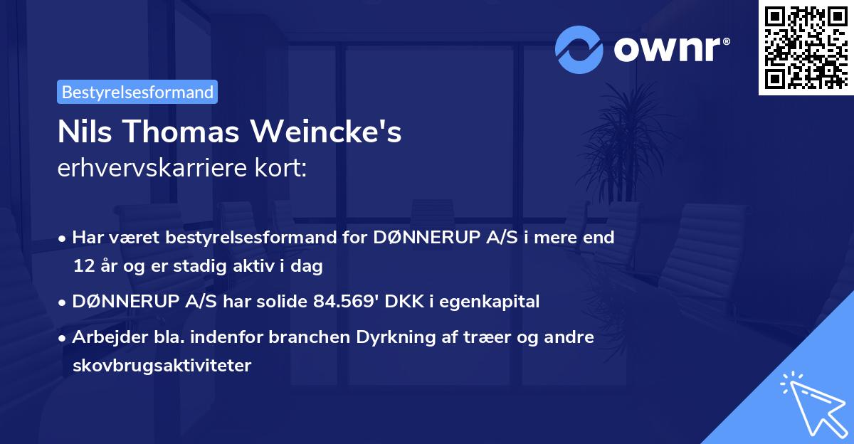 Nils Thomas Weincke's erhvervskarriere kort
