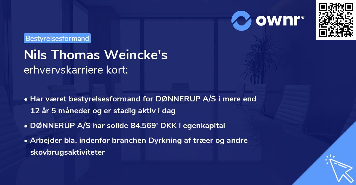 Nils Thomas Weincke's erhvervskarriere kort