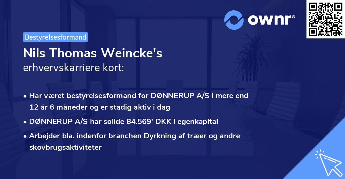 Nils Thomas Weincke's erhvervskarriere kort