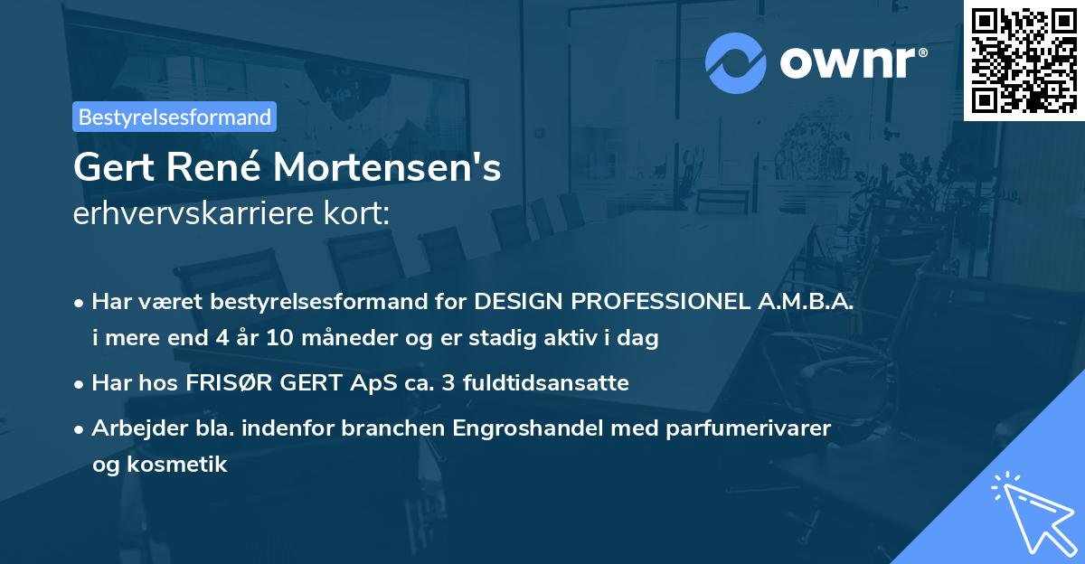 Gert René Mortensen's erhvervskarriere kort