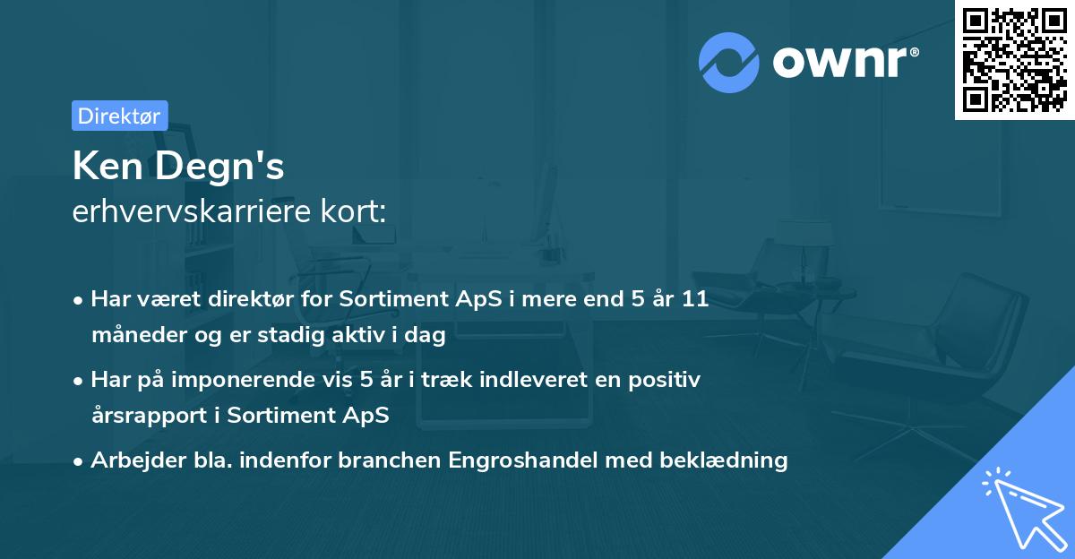 Ken Degn's erhvervskarriere kort
