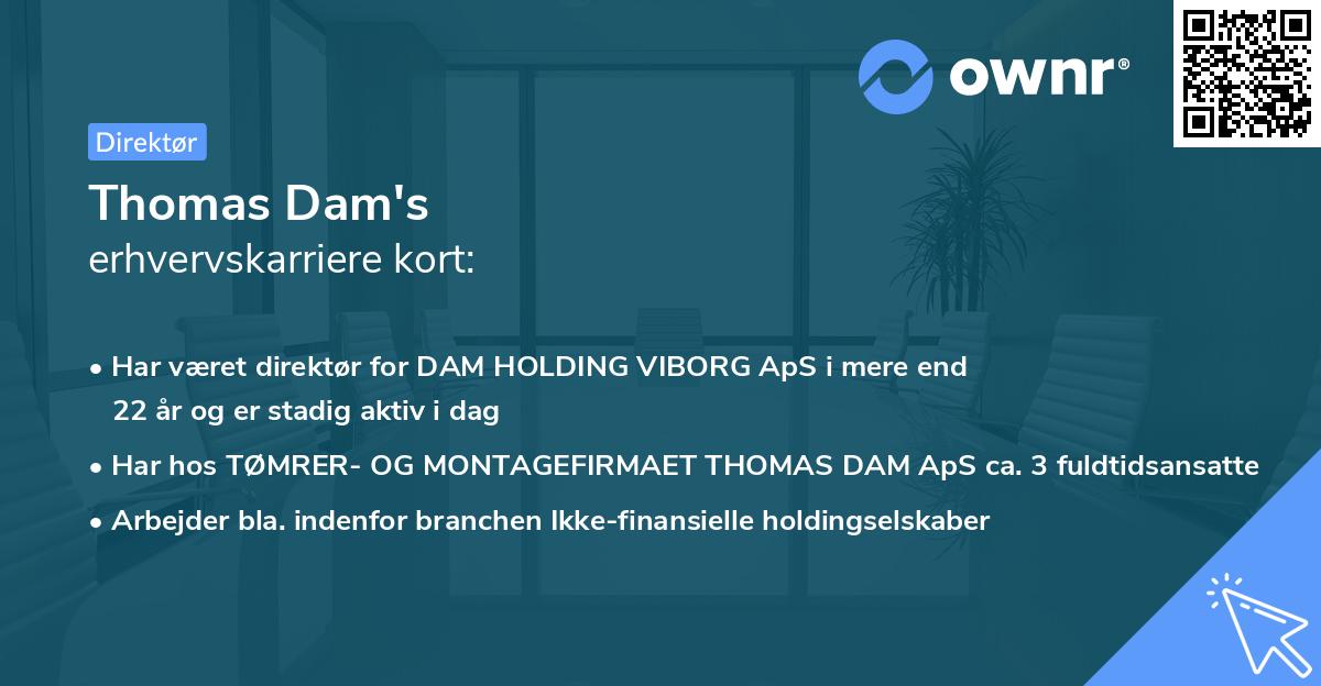 Thomas Dam's erhvervskarriere kort