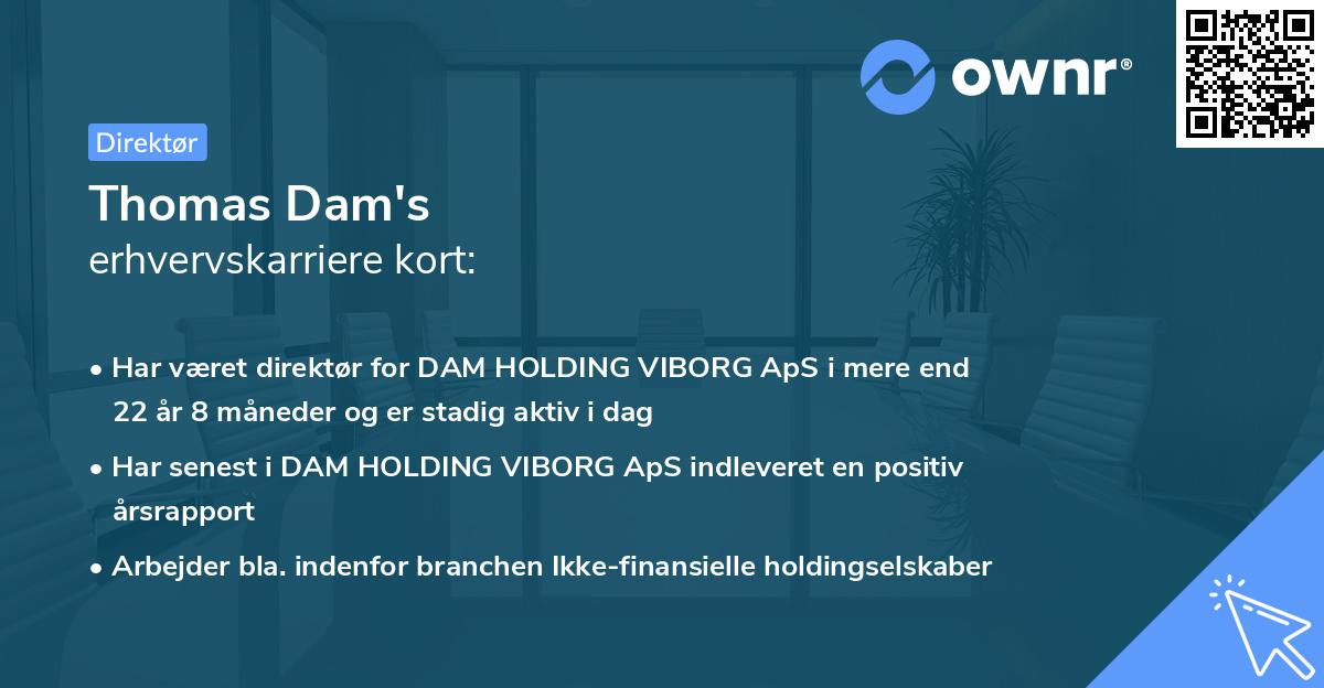 Thomas Dam's erhvervskarriere kort