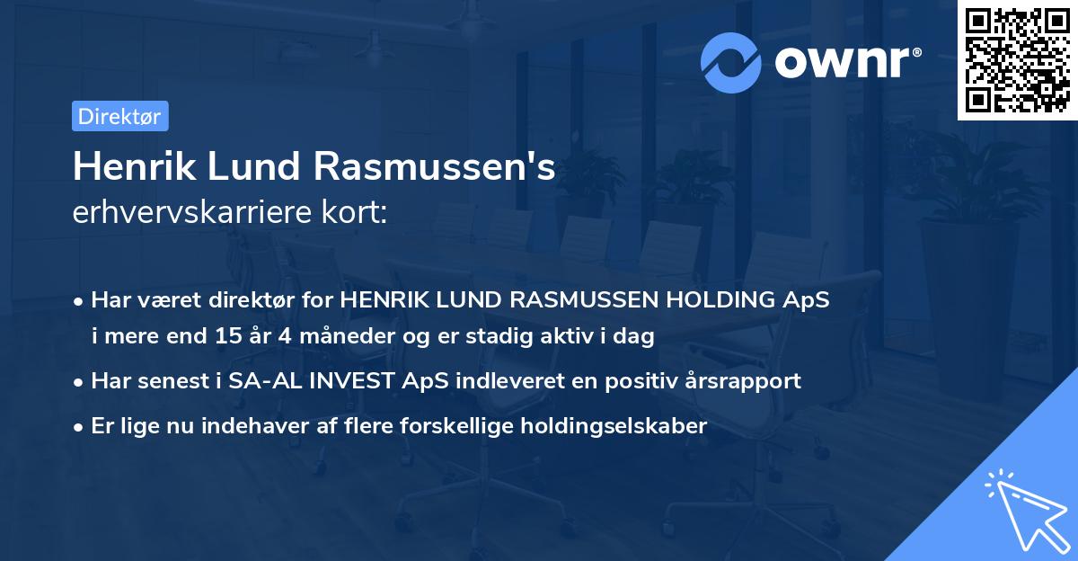 Henrik Lund Rasmussen's erhvervskarriere kort