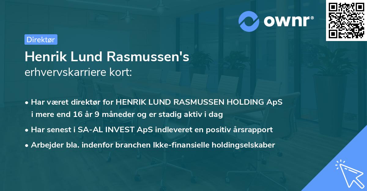 Henrik Lund Rasmussen's erhvervskarriere kort