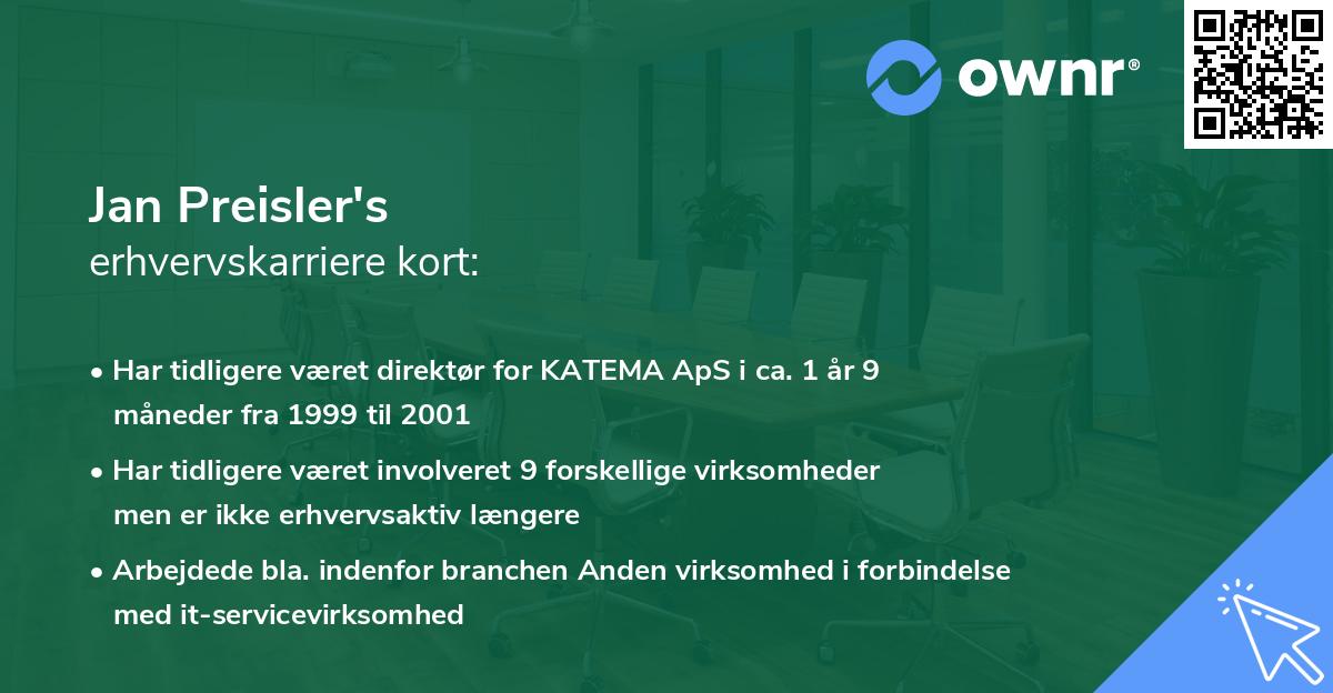 Jan Preisler's erhvervskarriere kort
