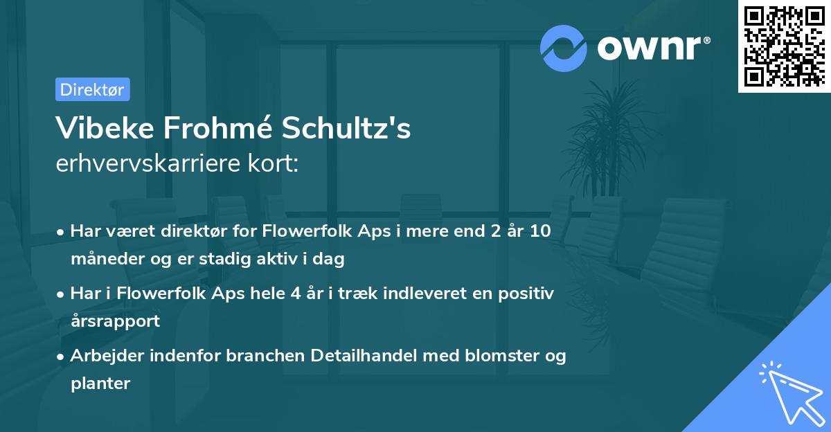 Vibeke Frohmé Schultz's erhvervskarriere kort