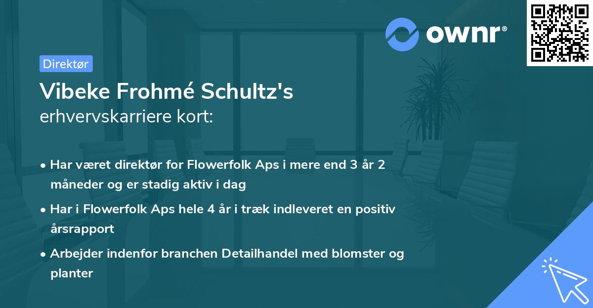 Vibeke Frohmé Schultz's erhvervskarriere kort