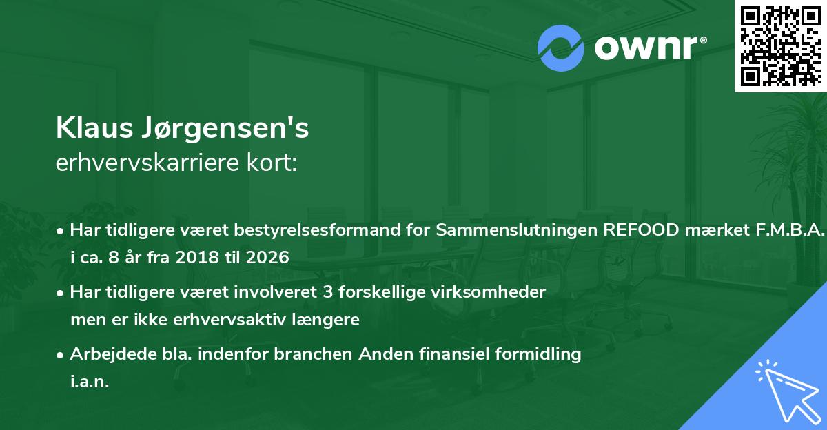 Klaus Jørgensen's erhvervskarriere kort