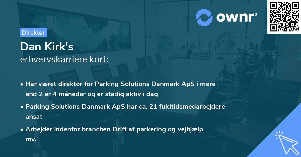 Dan Kirk's erhvervskarriere kort