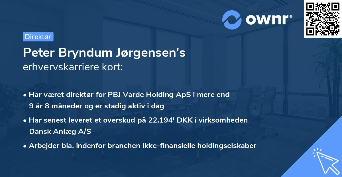 Peter Bryndum Jørgensen's erhvervskarriere kort