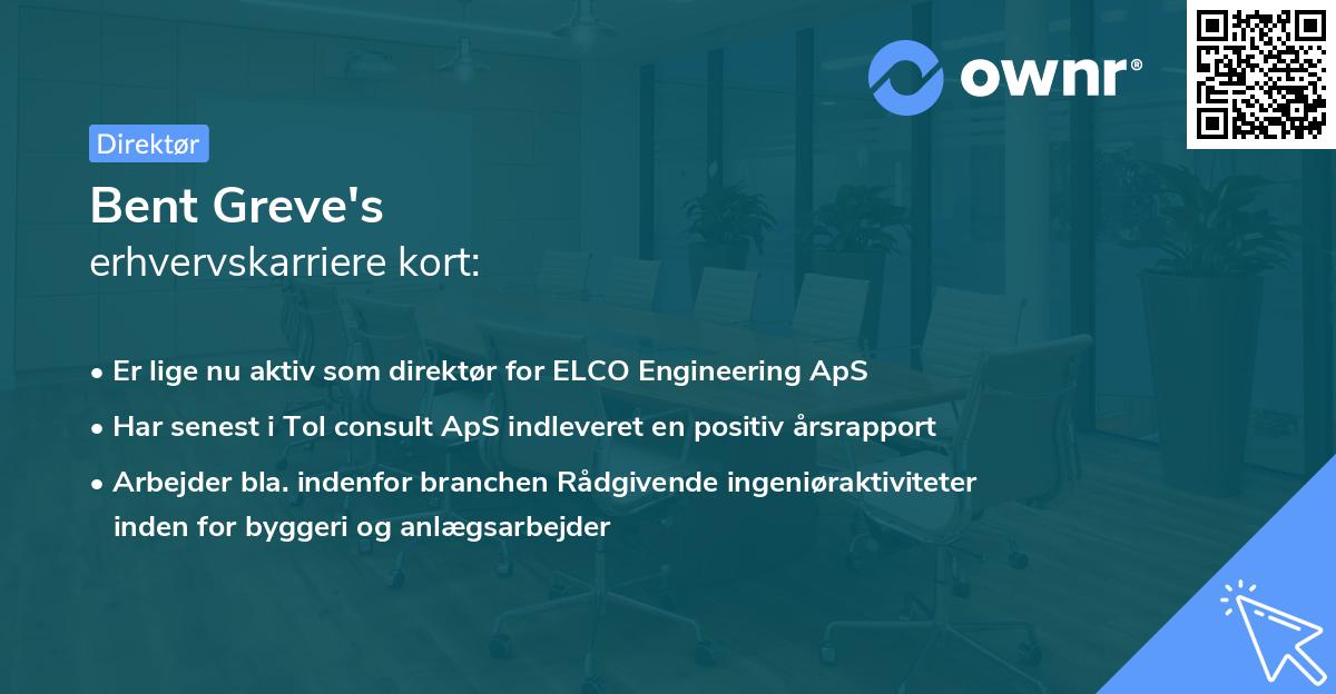 Bent Greve's erhvervskarriere kort