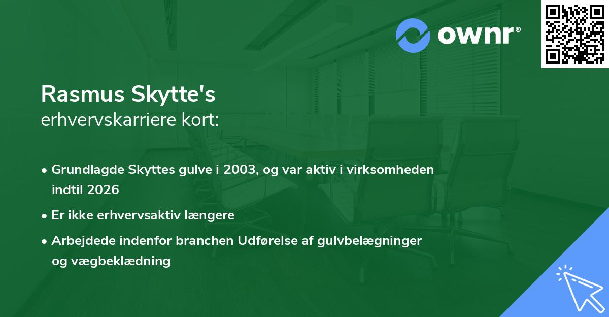 Rasmus Skytte's erhvervskarriere kort