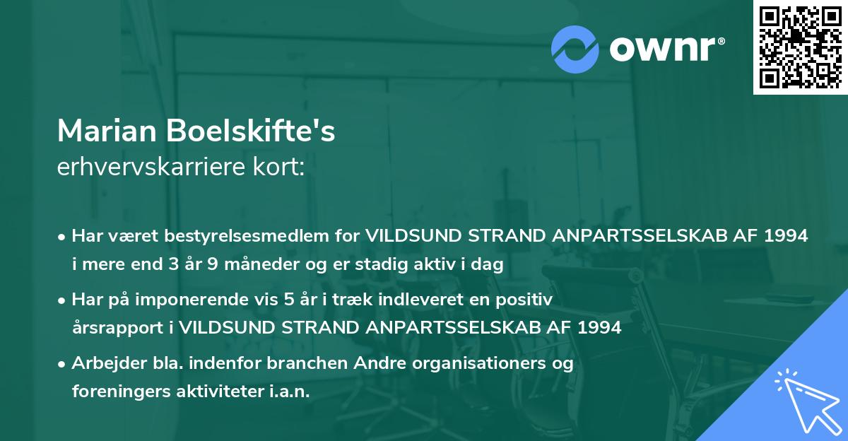 Marian Boelskifte's erhvervskarriere kort