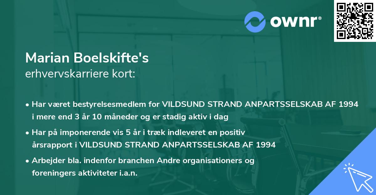 Marian Boelskifte's erhvervskarriere kort
