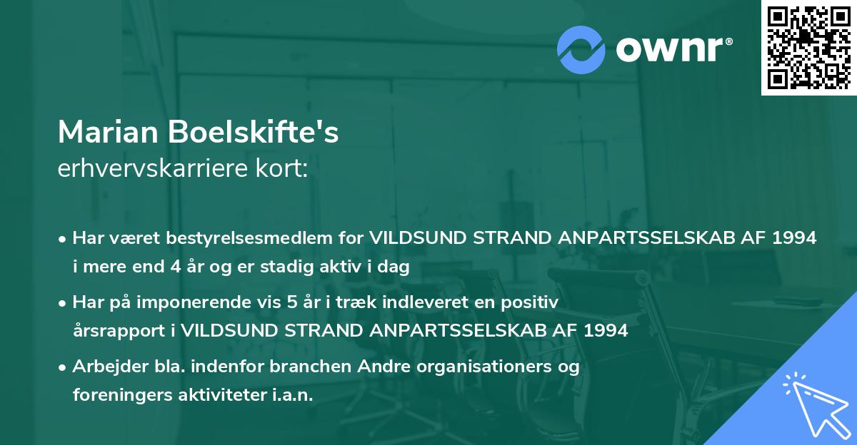 Marian Boelskifte's erhvervskarriere kort