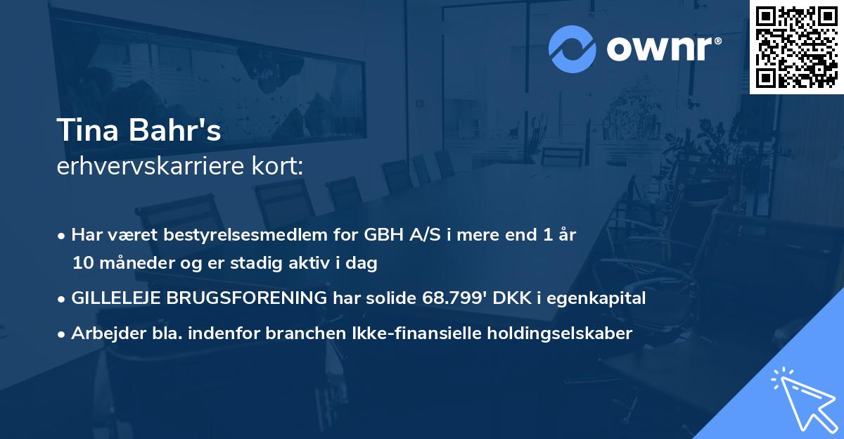 Tina Bahr's erhvervskarriere kort