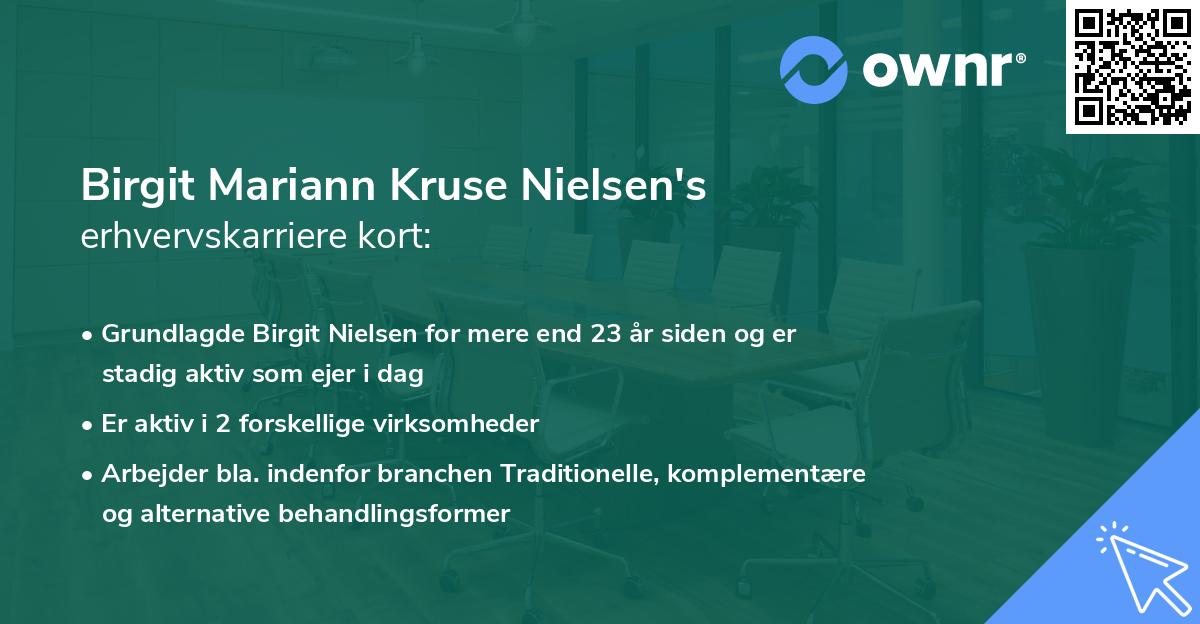 Birgit Mariann Kruse Nielsen's erhvervskarriere kort