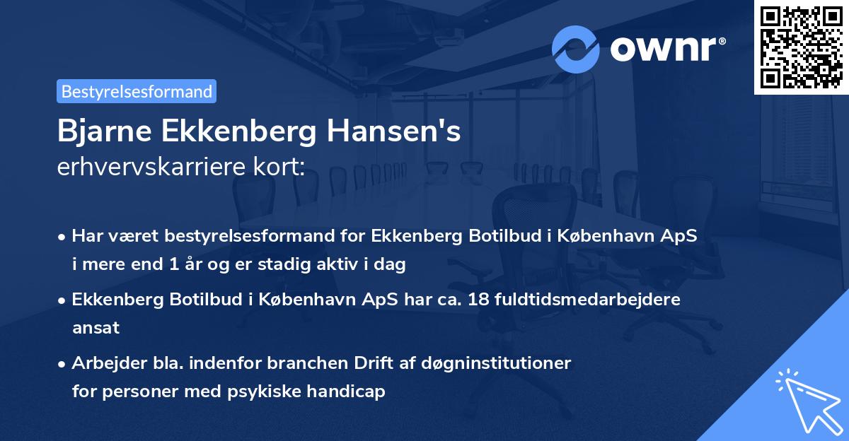 Bjarne Ekkenberg Hansen's erhvervskarriere kort