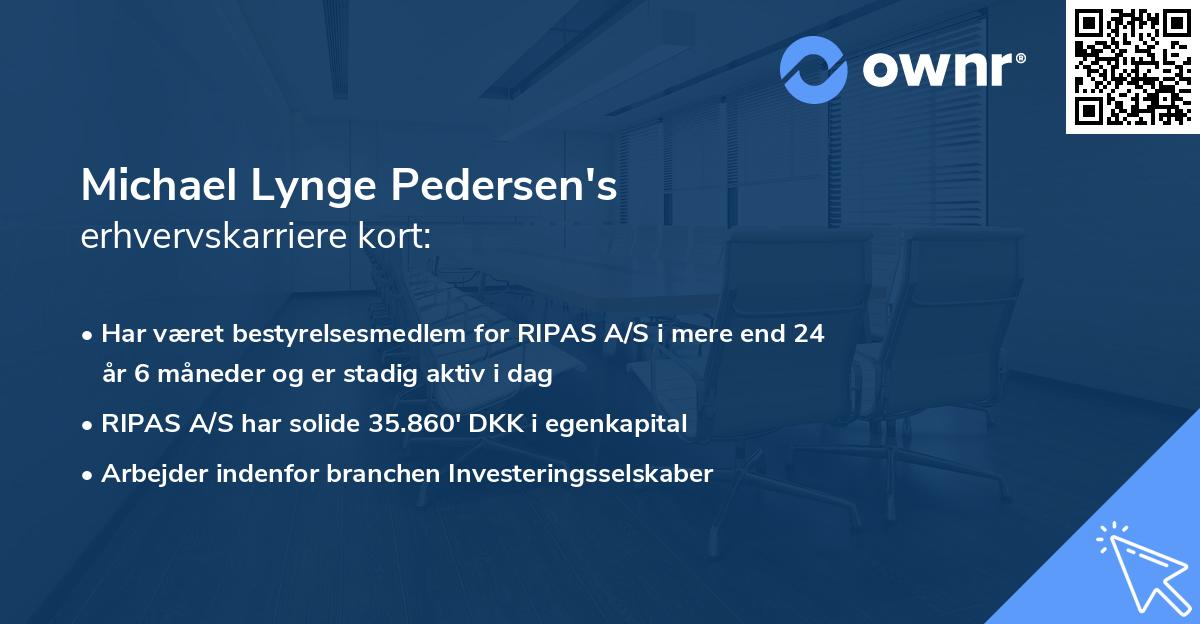 Michael Lynge Pedersen's erhvervskarriere kort