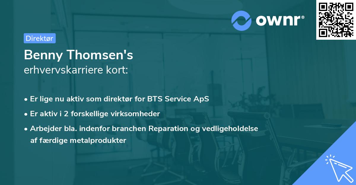 Benny Thomsen's erhvervskarriere kort