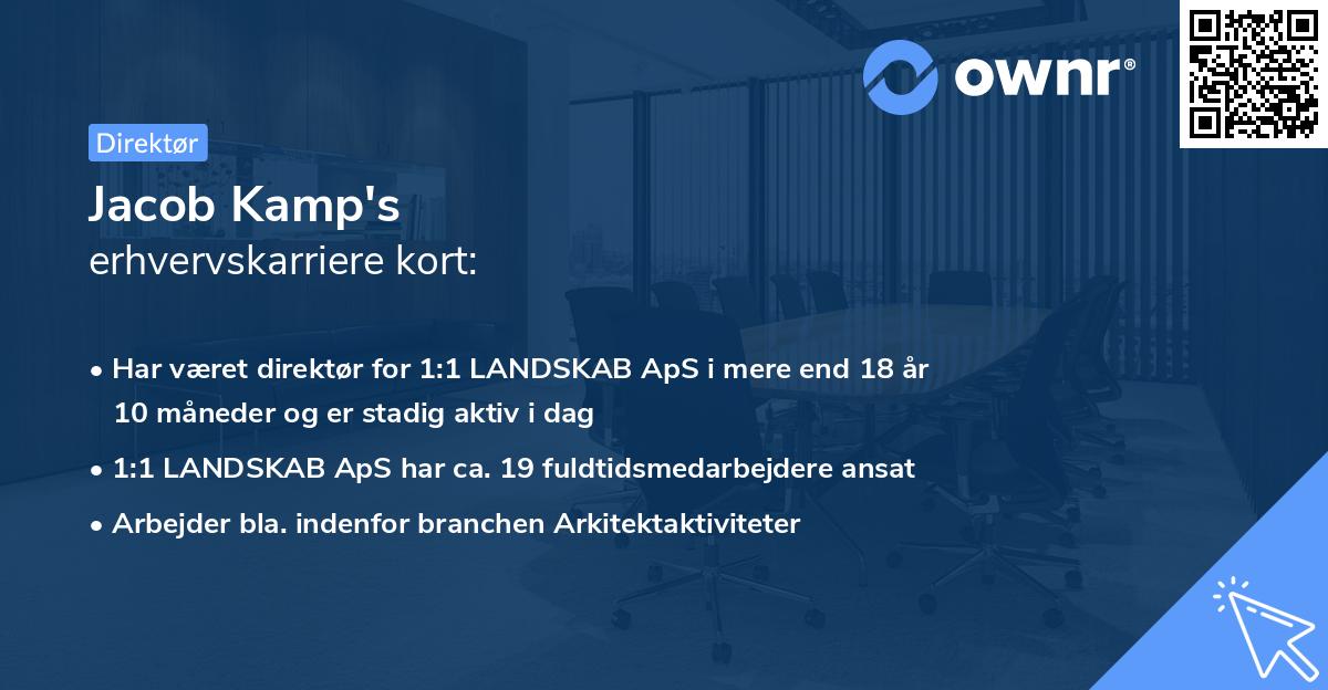 Jacob Kamp's erhvervskarriere kort