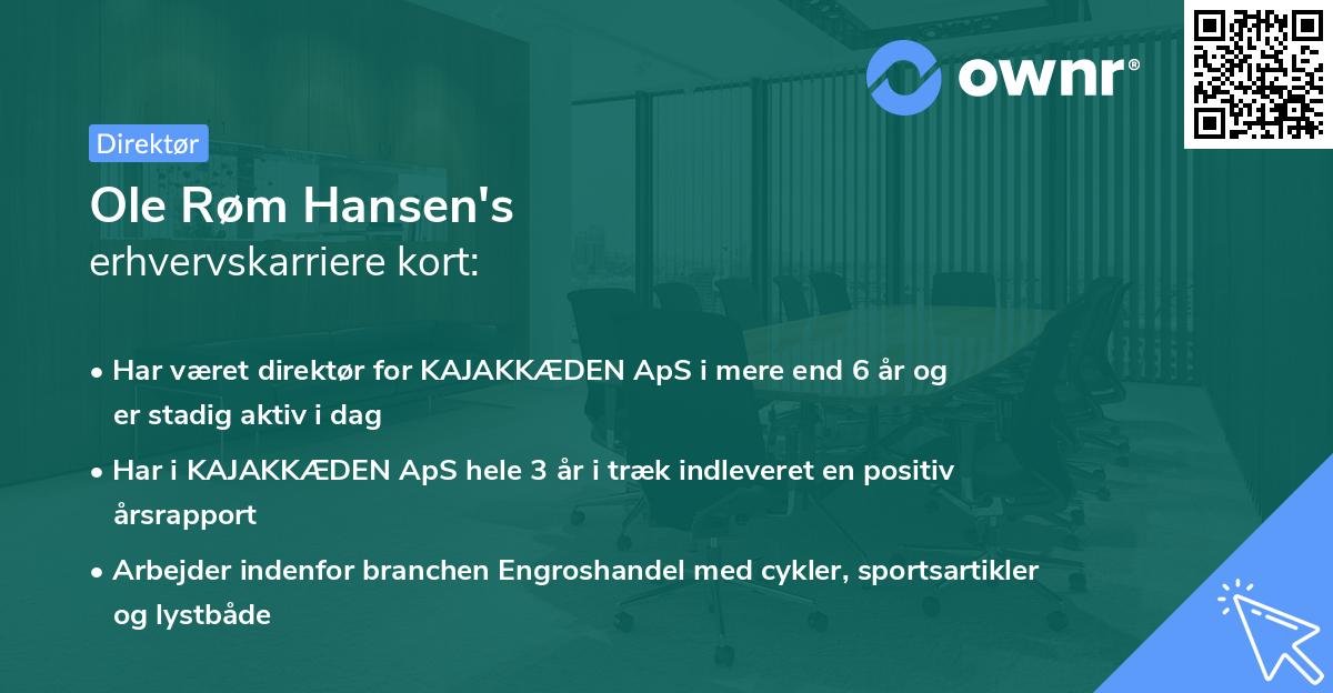 Ole Røm Hansen's erhvervskarriere kort
