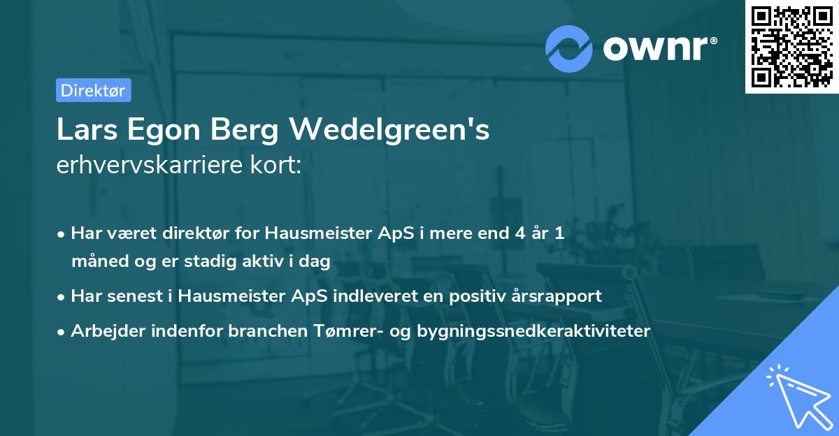 Lars Egon Berg Wedelgreen's erhvervskarriere kort
