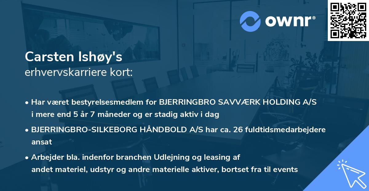 Carsten Ishøy's erhvervskarriere kort