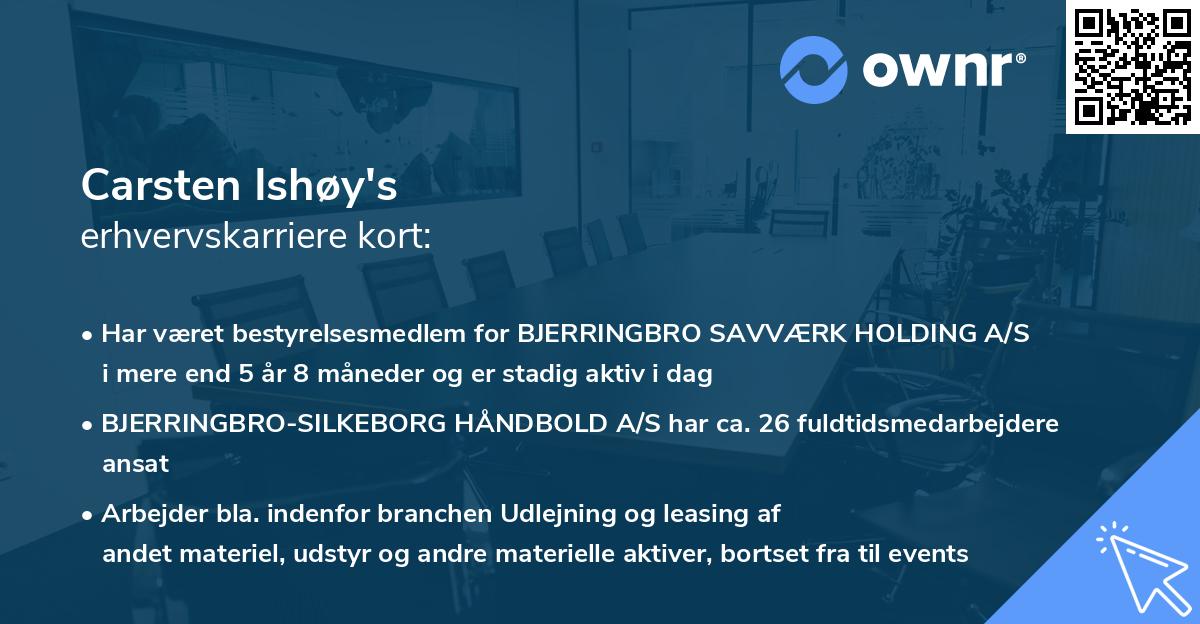 Carsten Ishøy's erhvervskarriere kort