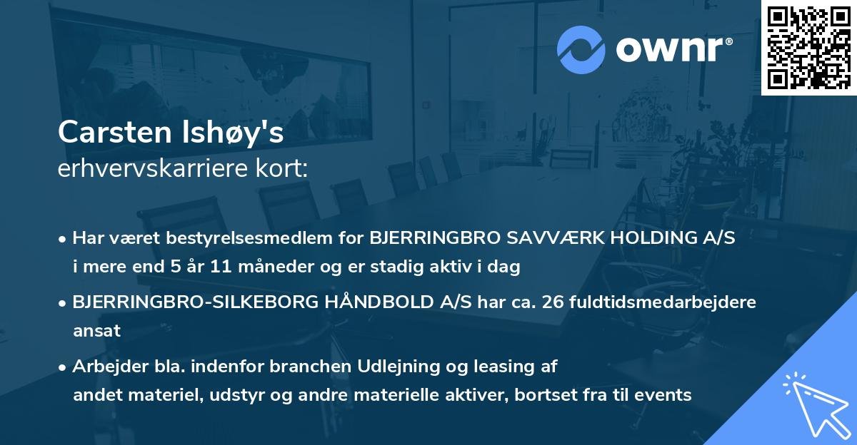 Carsten Ishøy's erhvervskarriere kort