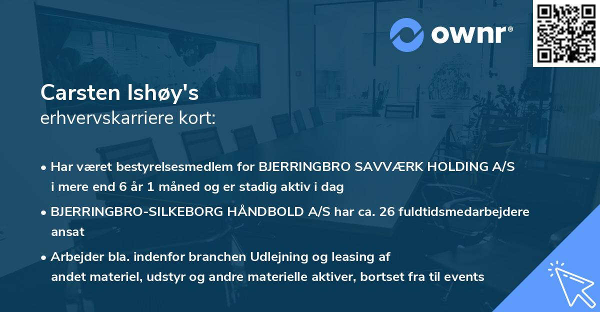 Carsten Ishøy's erhvervskarriere kort