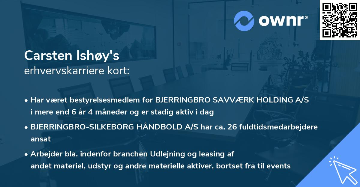 Carsten Ishøy's erhvervskarriere kort