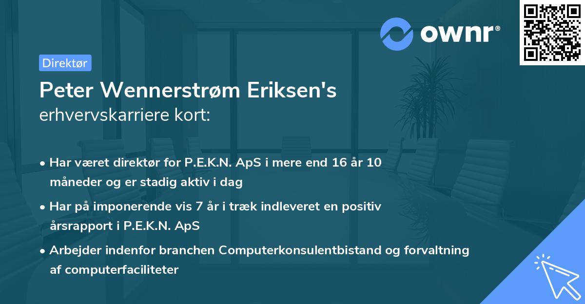 Peter Wennerstrøm Eriksen's erhvervskarriere kort