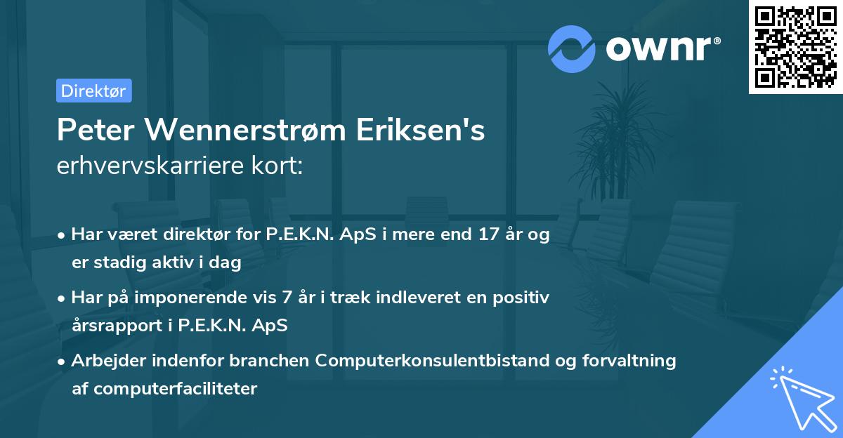 Peter Wennerstrøm Eriksen's erhvervskarriere kort