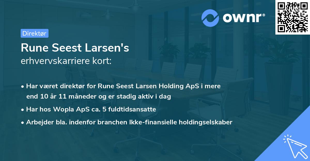Rune Seest Larsen's erhvervskarriere kort
