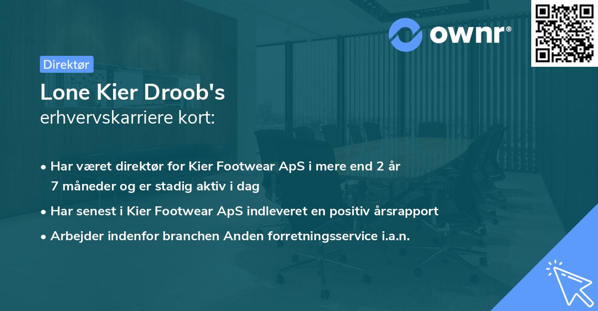 Lone Kier Droob's erhvervskarriere kort