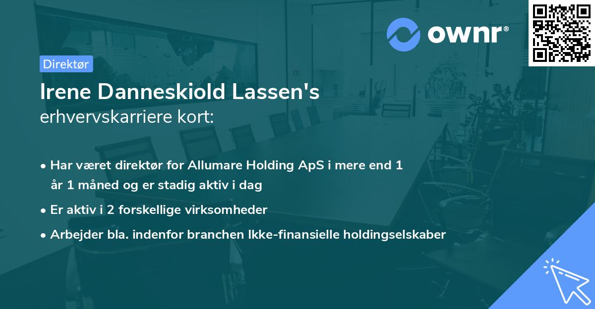 Irene Danneskiold Lassen's erhvervskarriere kort