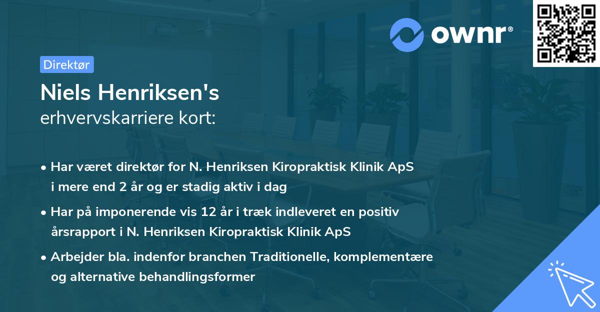 Niels Henriksen's erhvervskarriere kort