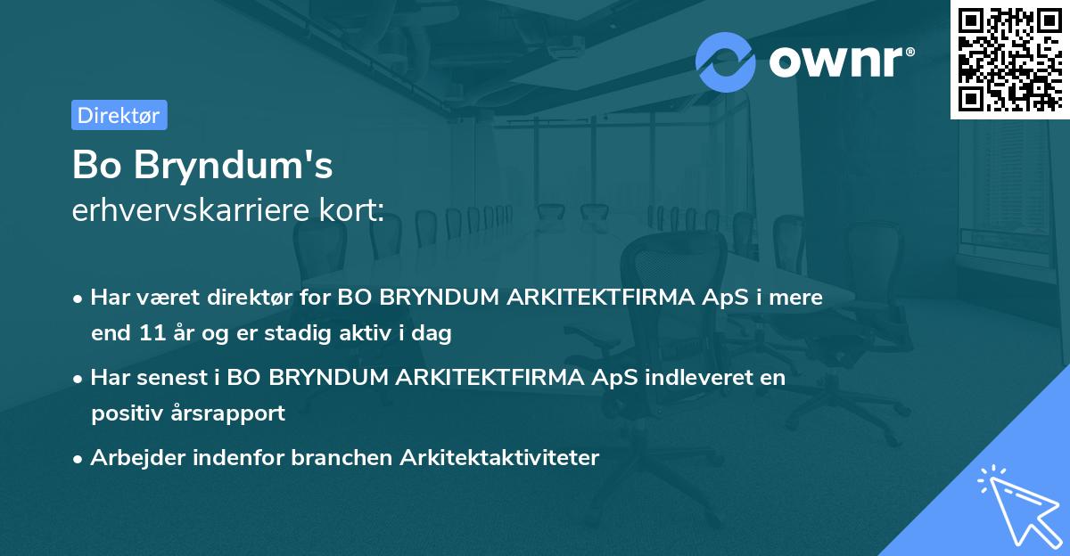 Bo Bryndum's erhvervskarriere kort