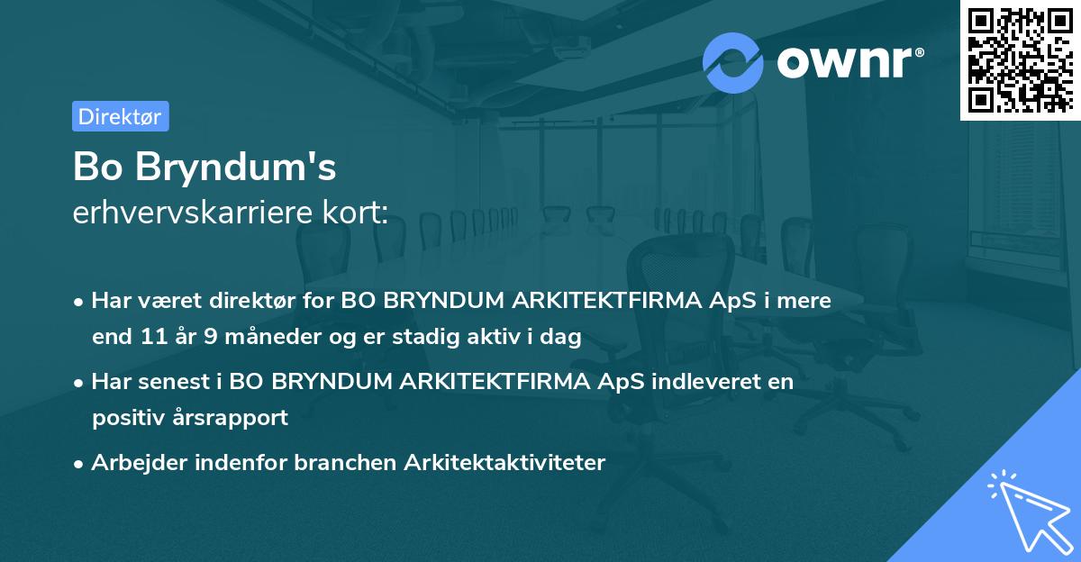 Bo Bryndum's erhvervskarriere kort