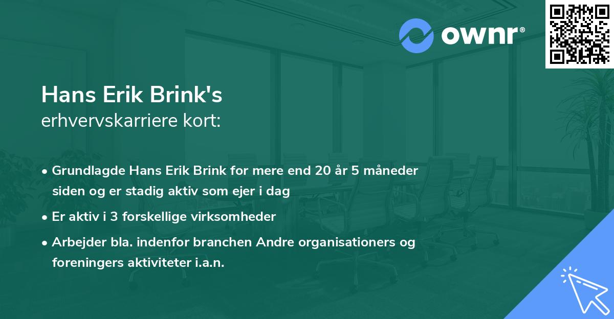 Hans Erik Brink's erhvervskarriere kort
