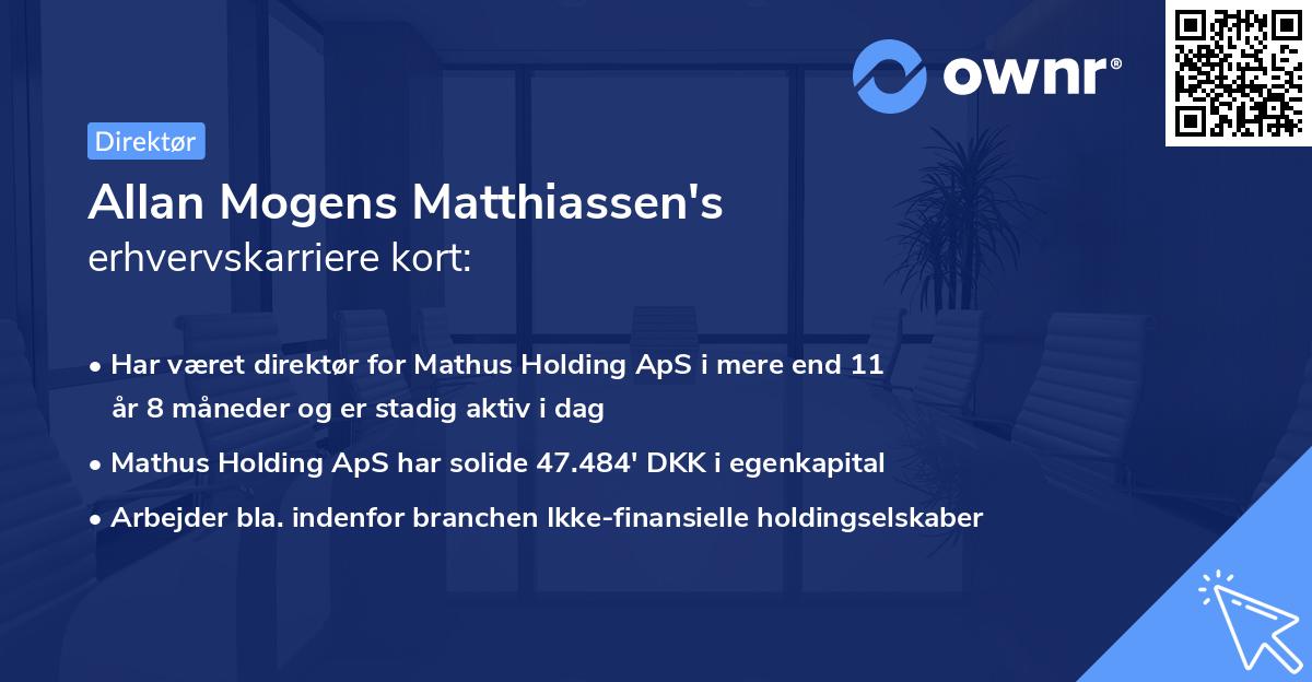 Allan Mogens Matthiassen's erhvervskarriere kort
