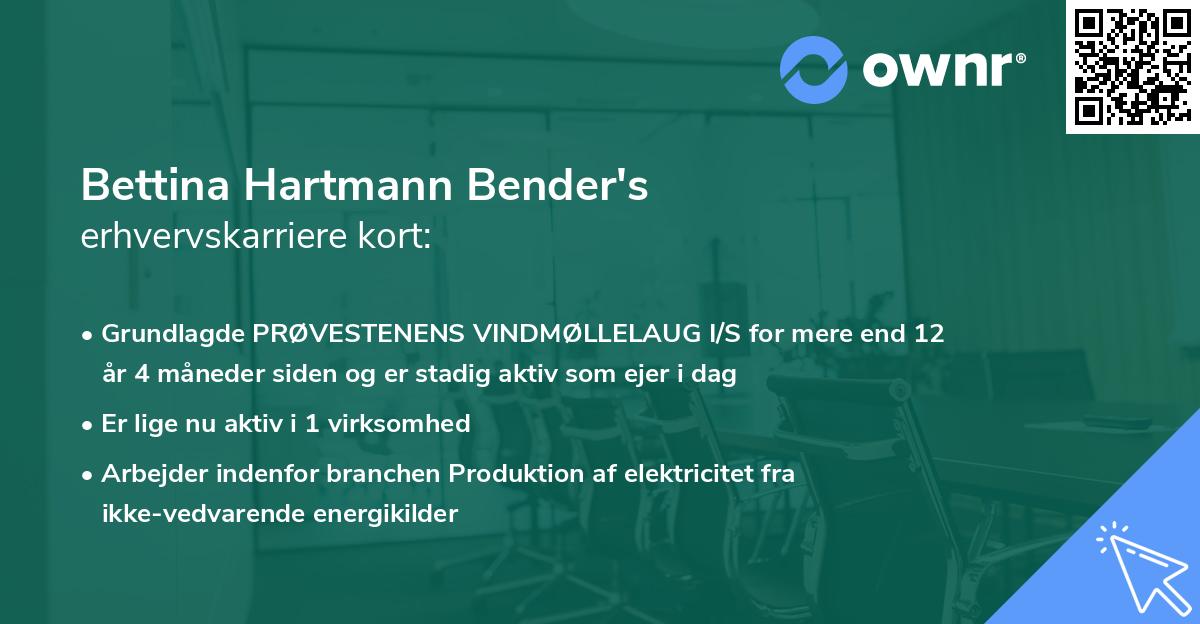 Bettina Hartmann Bender's erhvervskarriere kort