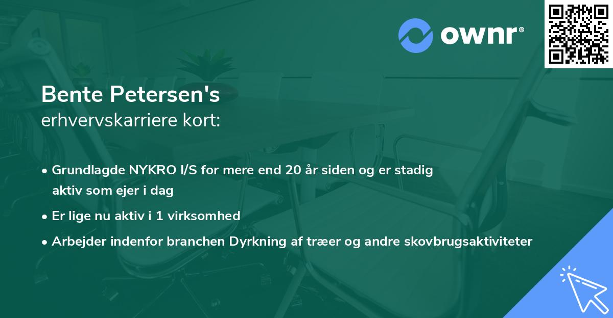 Bente Petersen's erhvervskarriere kort