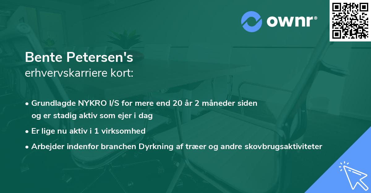 Bente Petersen's erhvervskarriere kort