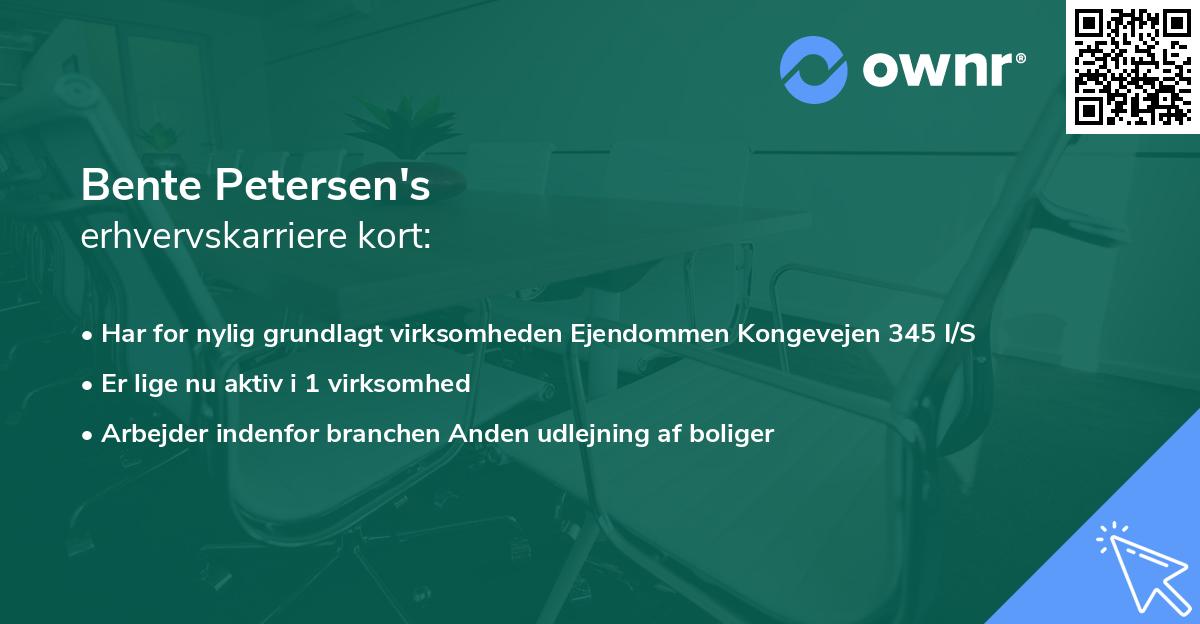Bente Petersen's erhvervskarriere kort