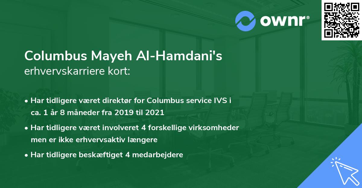 Columbus Mayeh Al-Hamdani's erhvervskarriere kort